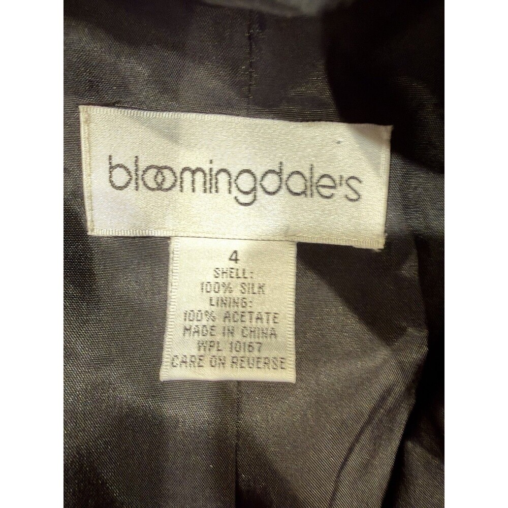 Bloomingdale’s Silk Long Black Floral Embroidered Jacket Coat Size 4 - Picture 9 of 10